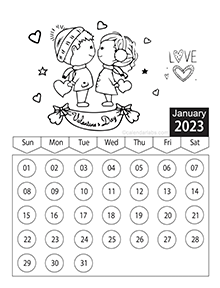 Valentines Day 2023 Coloring Calendar