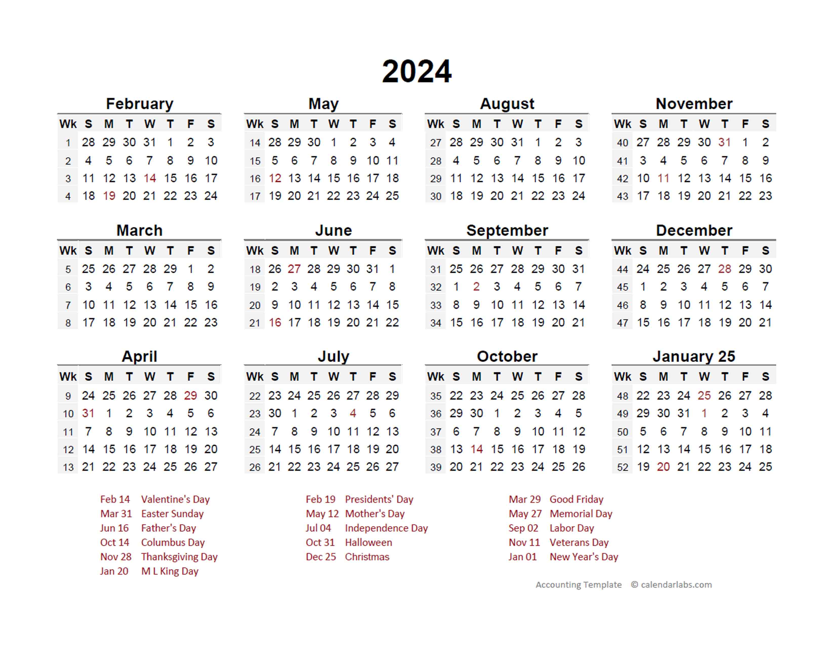 2024 Accounting Period Calendar 445 Free Printable Templates