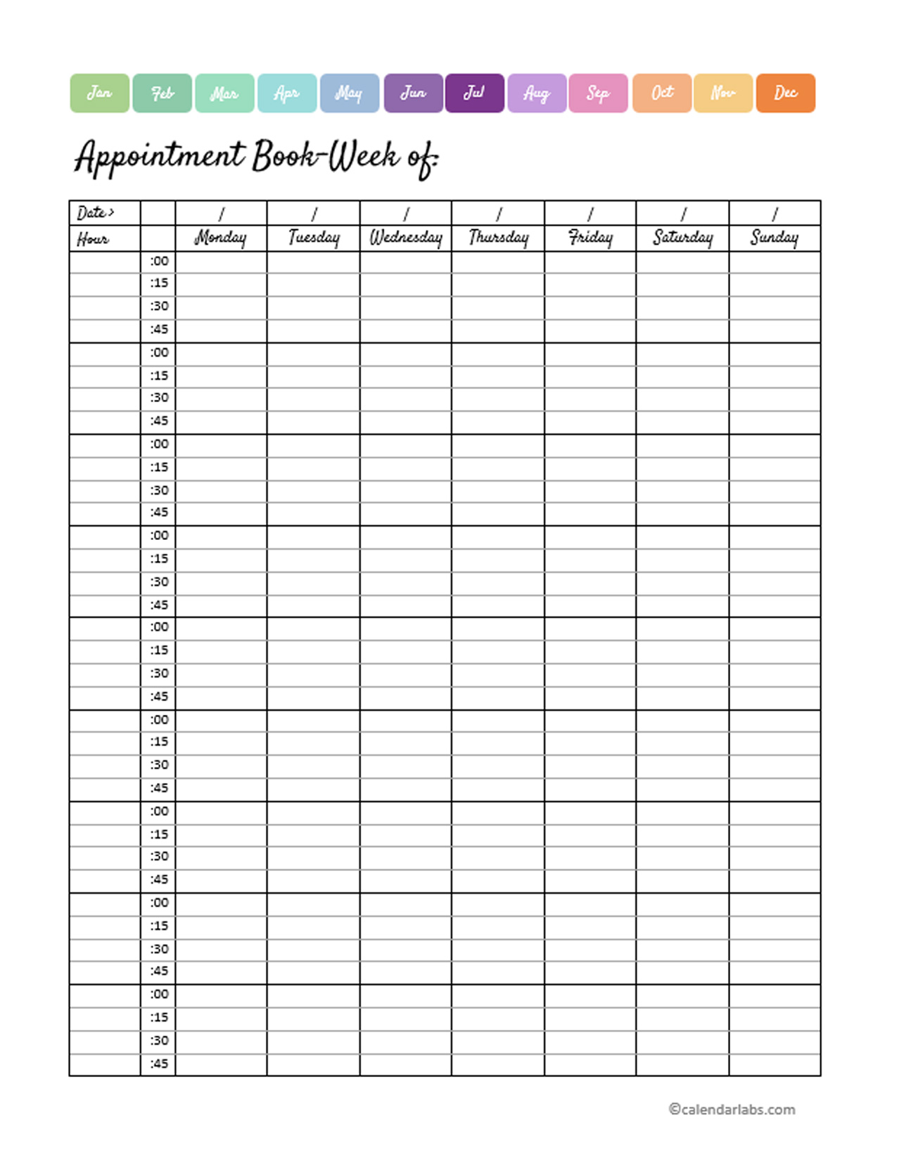 2024 Weekly Appointment Calendar Printable Free Printable Templates