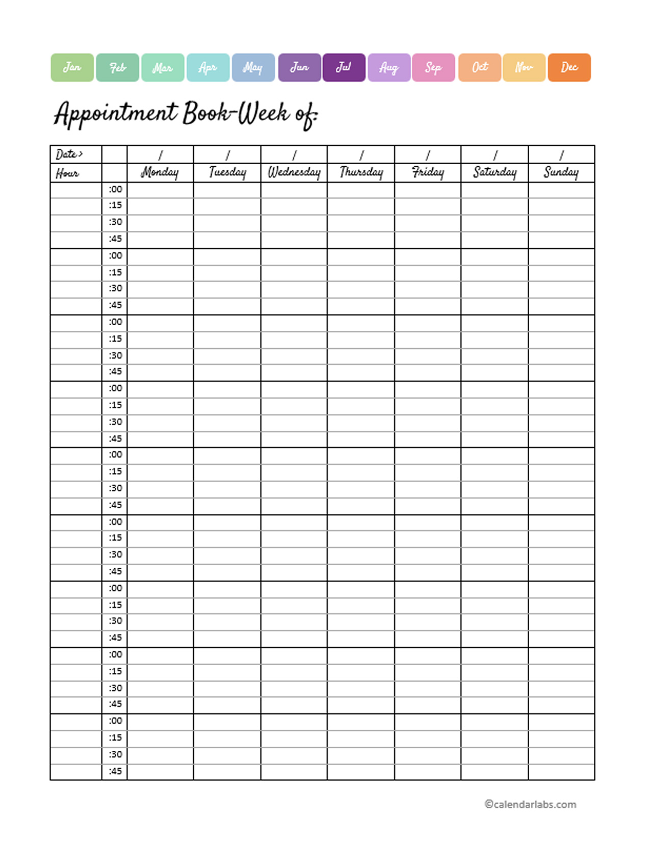 Printable Blank Appointment Calendar Printable Blank Appointment Calendar