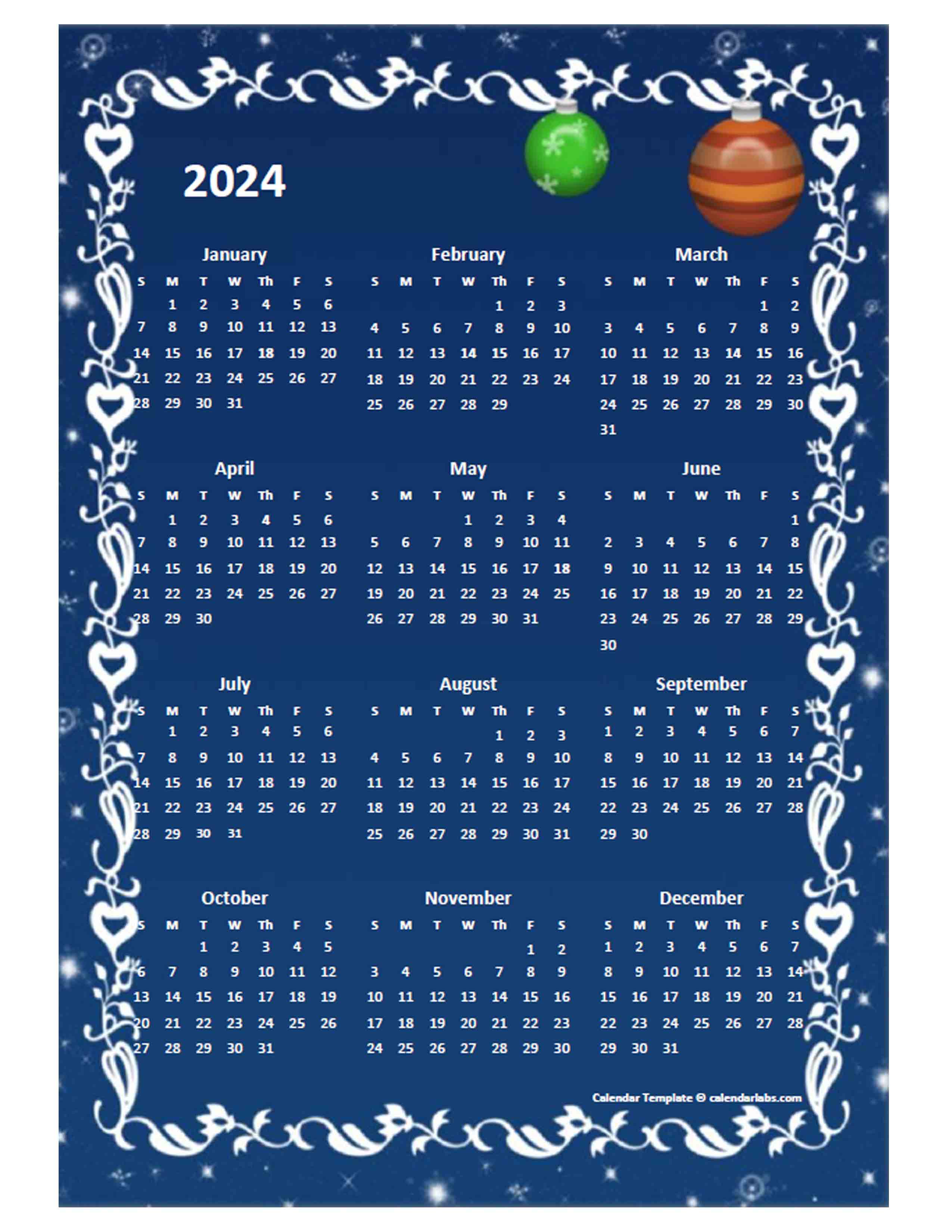 2024 Yearly Calendar Design Template Free Printable Templates