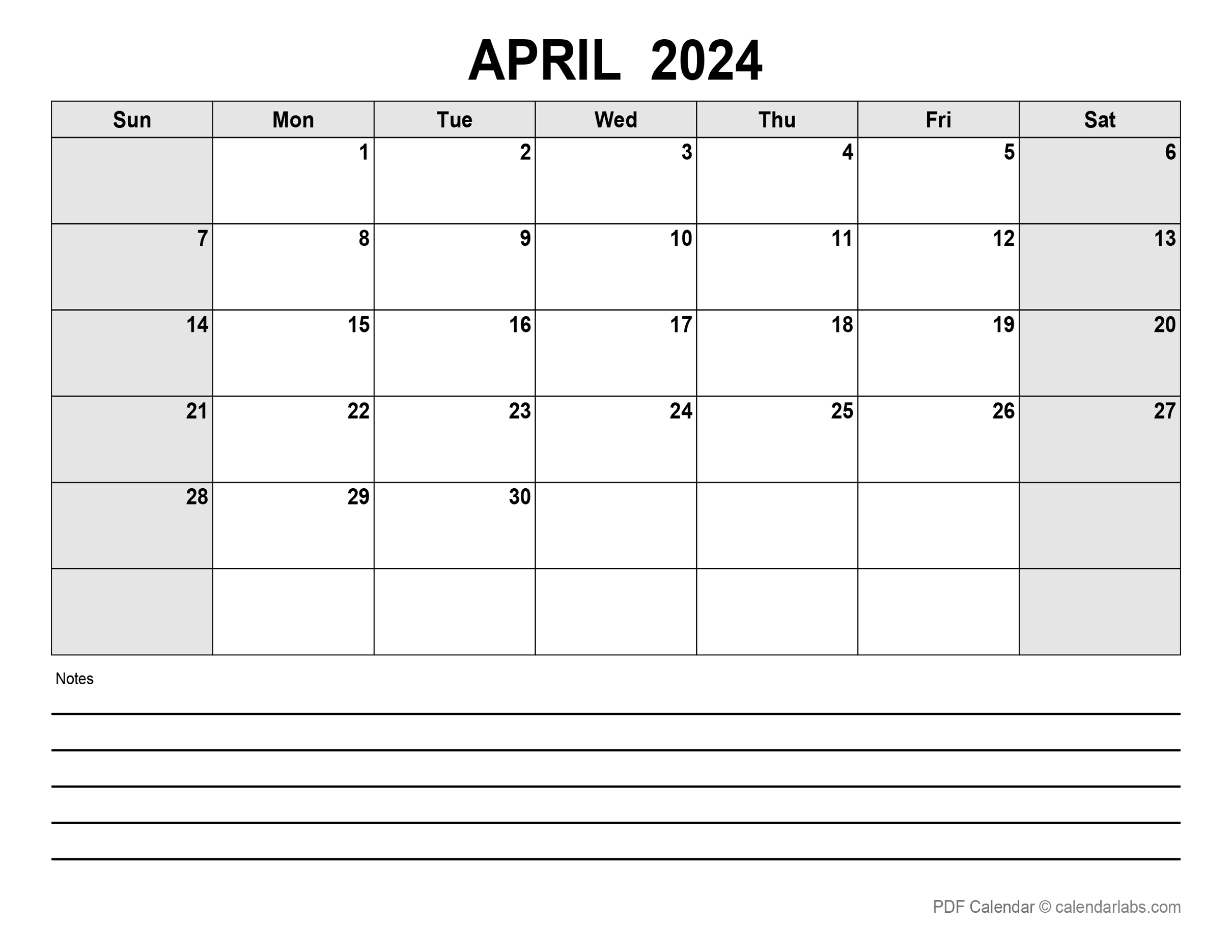 April 2024 Printable Calendar Pdf 2024 Honey Laurena