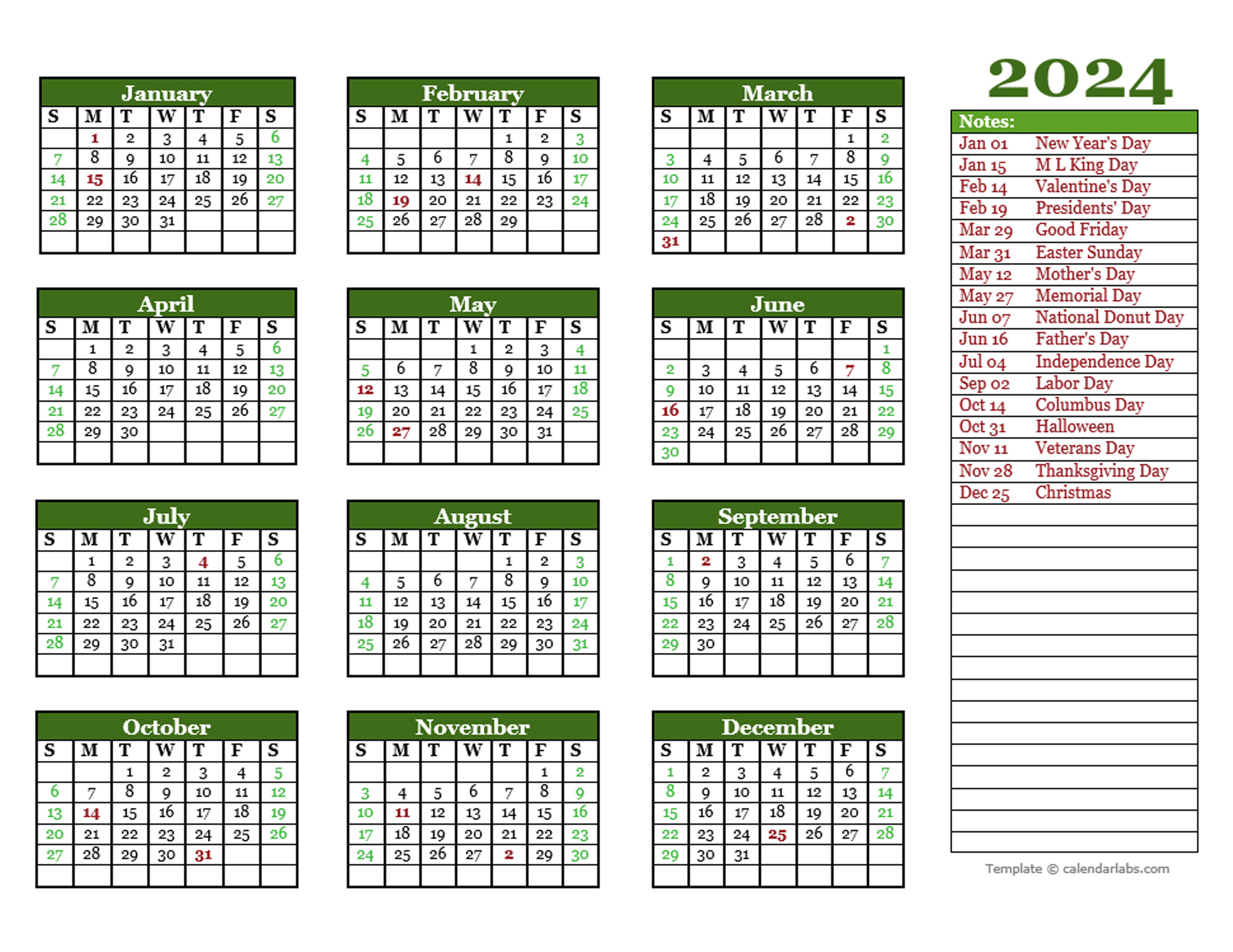 2024 Blank Calendar Template Free Printable Worksheets Online 2024