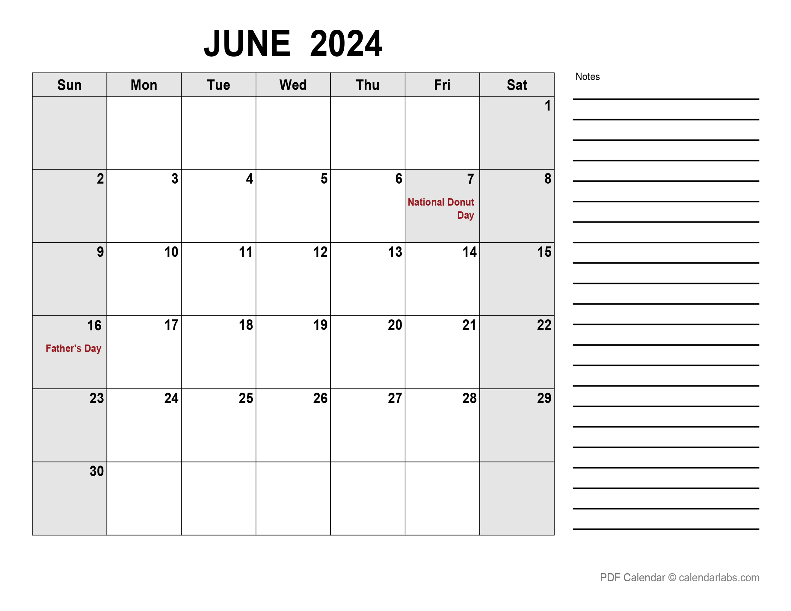 June 2024 Calendar with Holidays CalendarLabs