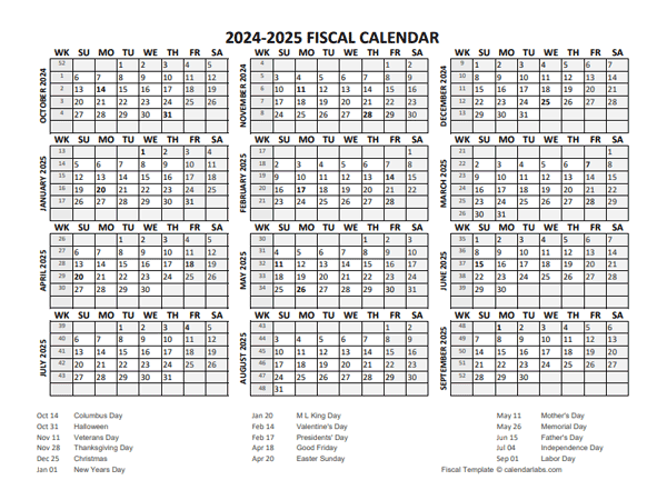 Fiscal Calendar 2024-2024 Templates - Free Printable Templates