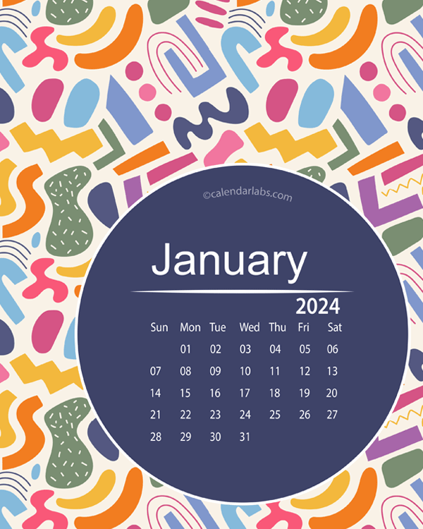 2024 Abstract Colorful Pattern Calendar