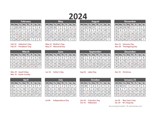 2024 Accounting Calendar 5-4-4