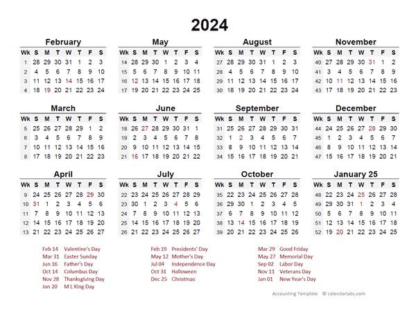 2024 Accounting Period Calendar 4 4 5 