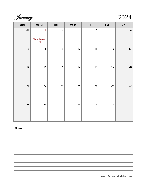 2024 Australia Calendar Template Large Boxes