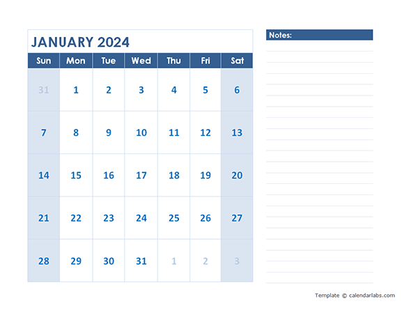2024 Blank Printable Calendar
