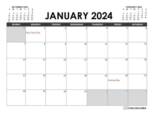 2024 Calendar Planner Australia Excel