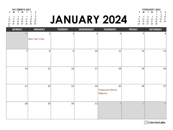 2024 Monthly Planner with Malaysia Holidays - Free Printable Templates