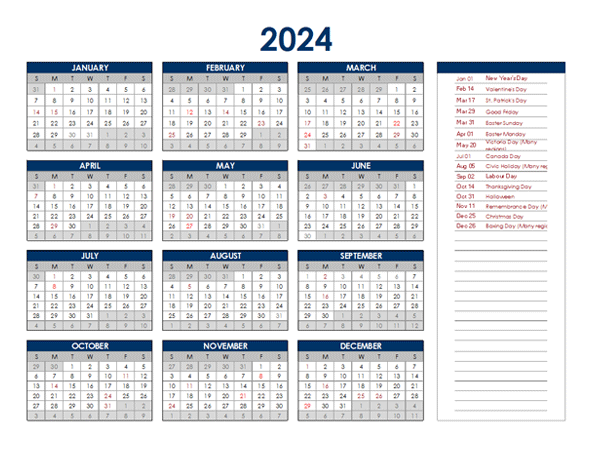Canada Holidays 2024 Calendar clea merola