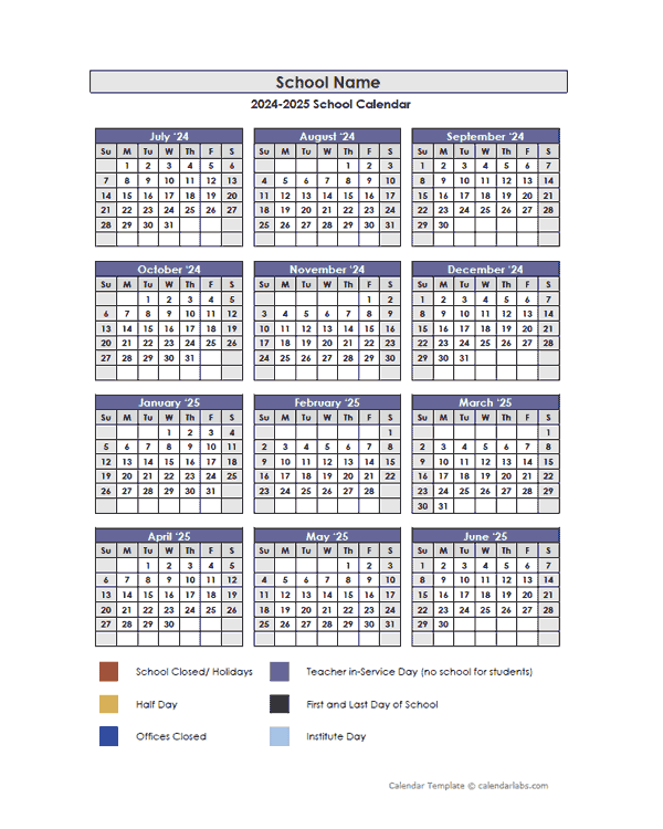 2024 Customizable Yearly Jul-Jun Calendar