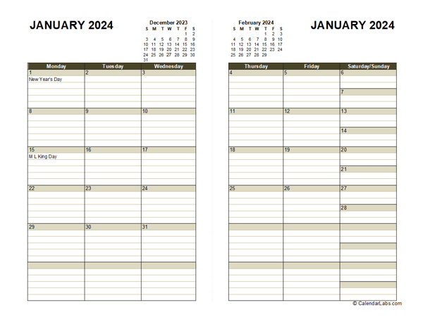 Daily Planner 2024 Template, Print Templates