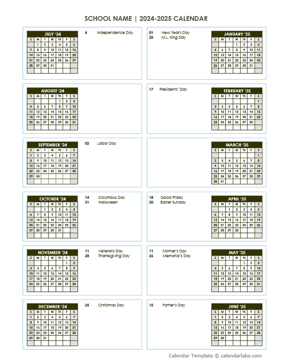 2024 Editable Yearly Calendar Jul-Jun