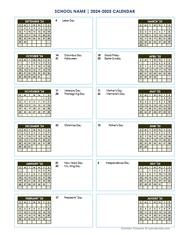 2024 Editable Yearly Calendar Sep-Aug