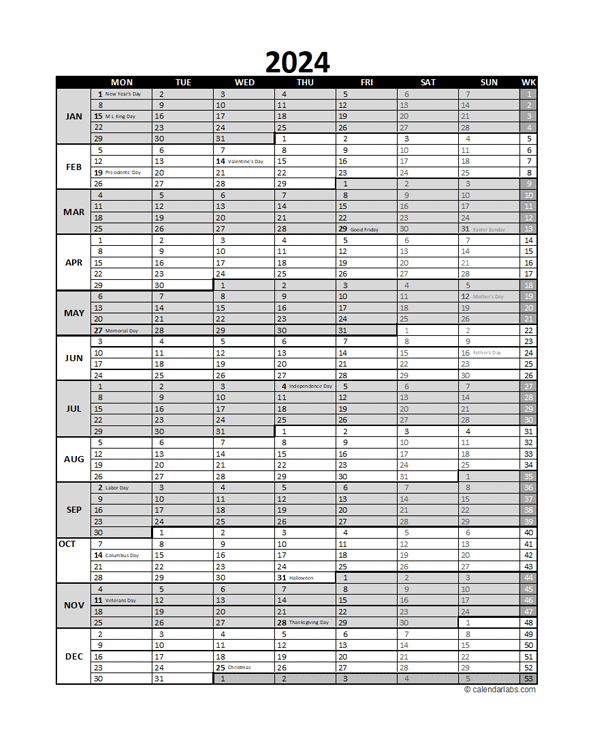 Free 2024 Excel Calendar For Project Planning