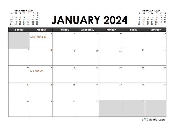 Monthly 2024 Excel Calendar Planner