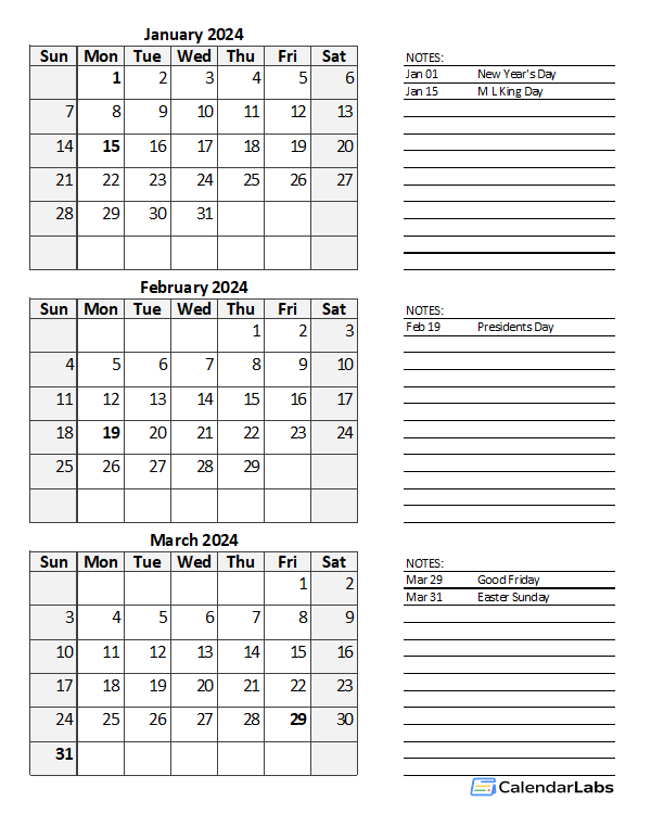 Free 2024 Quarterly Calendar Spreadsheet