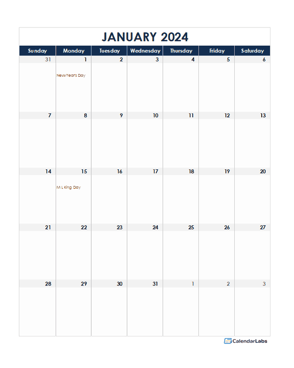2024 Excel Monthly Calendar Template - Free Printable Templates