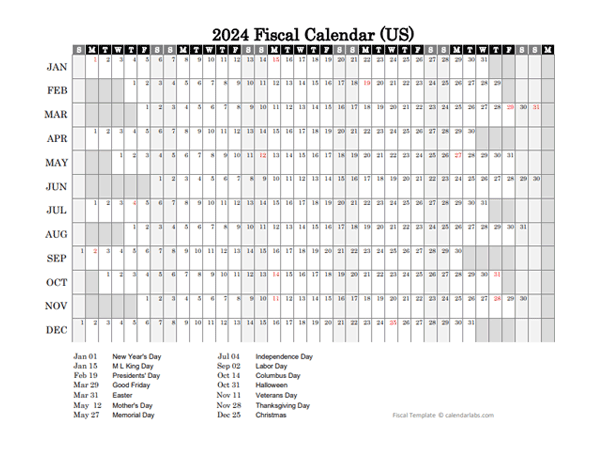 2024 Fiscal Calendar USA - Free Printable Templates
