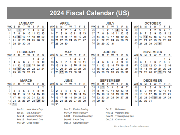 2024 USA Fiscal Quarter Calendar