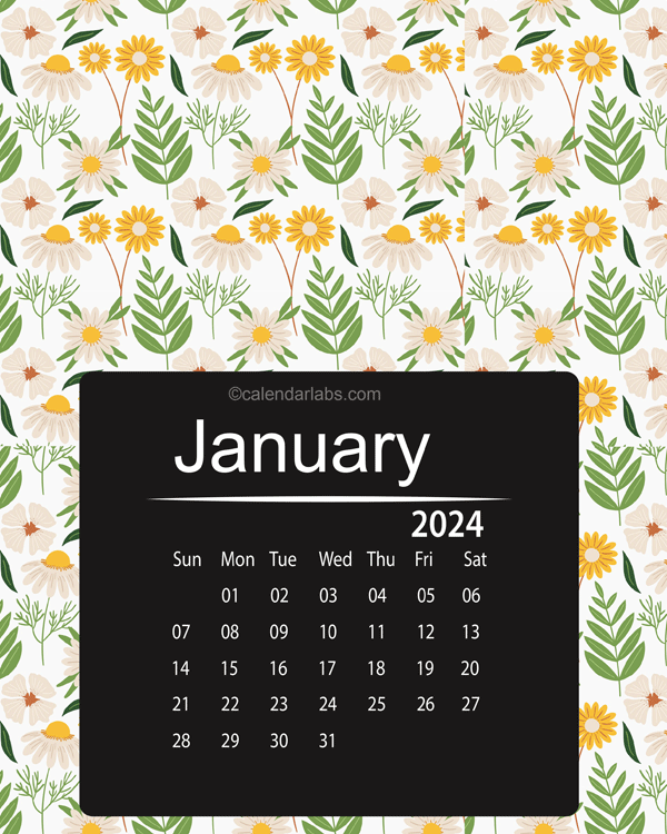 2024 Floral Printable Pattern Calendar