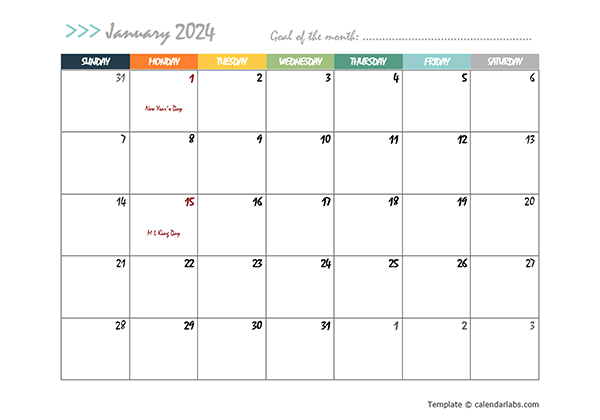2024 Free Large Wall Calendar