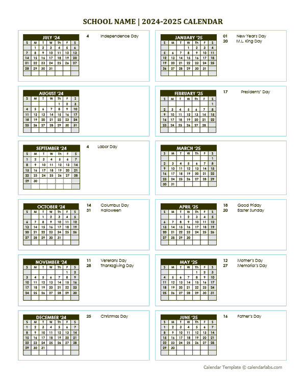 2024 Free School Yearly Calendar Jul - Free Printable Templates