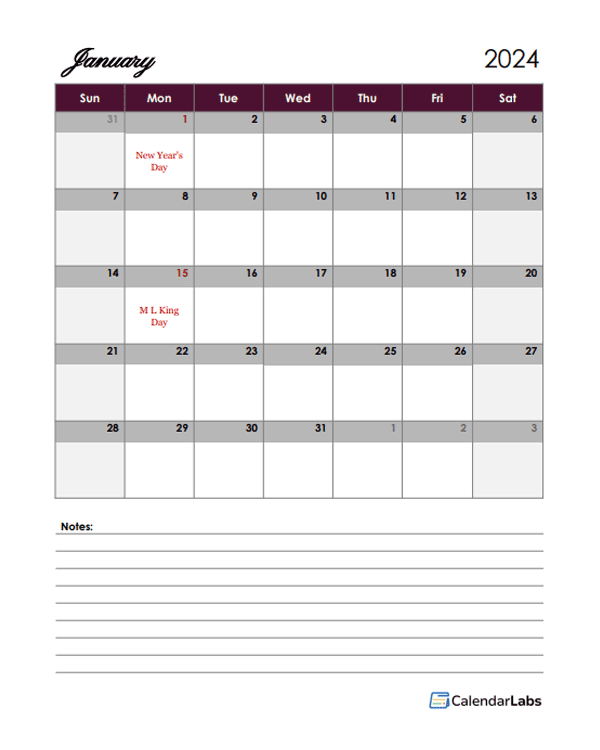 Free 2024 Family Calendar Templates - CalendarLabs