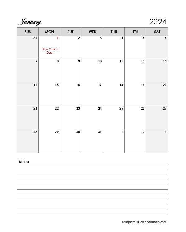 2024 India Calendar Template Large Boxes