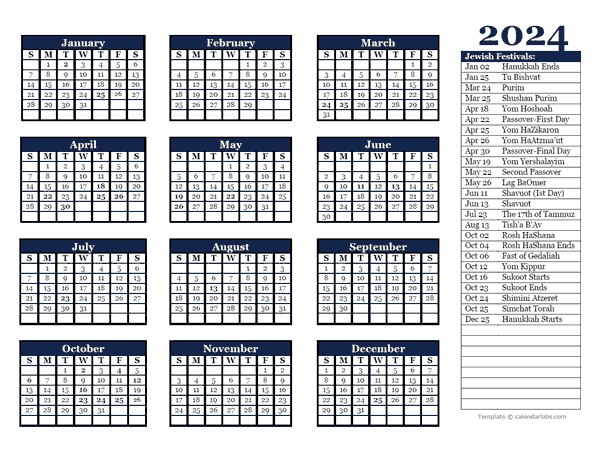 2024 Jewish Festivals Calendar Template - Free Printable Templates