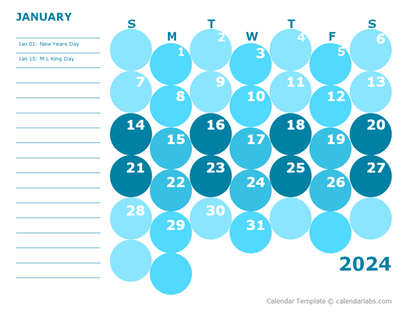 2024 Kids Monthly Calendar Colorful