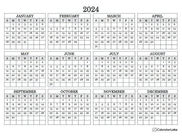 2024 Landscape Printable Calendar