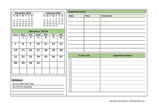 Monthly Appointment Calendar Template 2024 Reta Vannie