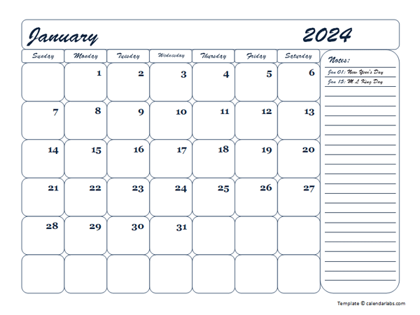 Blank Calendar Printable Free 2024