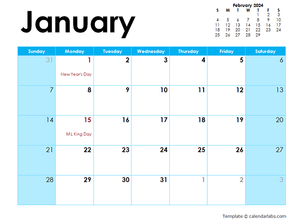 2024 Calendar Colorful Design - Free Printable Templates