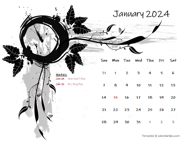 2024 Monthly Calendar Design Template