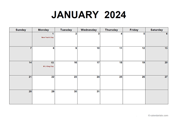 2024 Monthly Calendar PDF