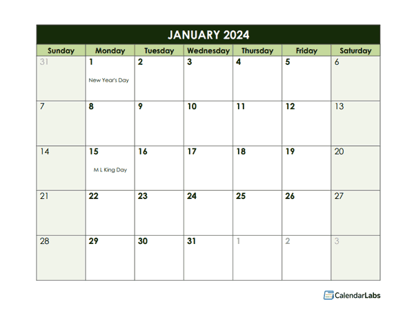 Free Calendar Template 2024 Google Docs