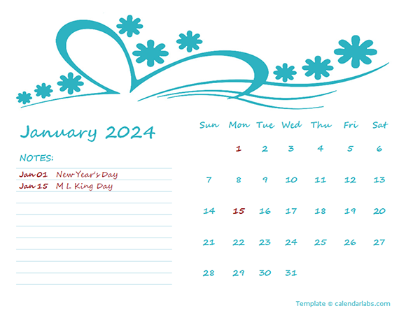 2024 Monthly Kids Calendar Template Design