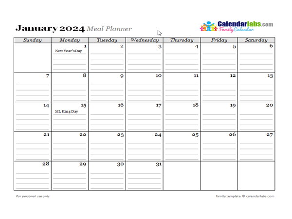 2024 Monthly Menu Planner 03 