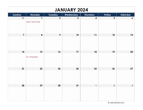 2024 Monthly Numbers Calendar Template Free Printable Templates