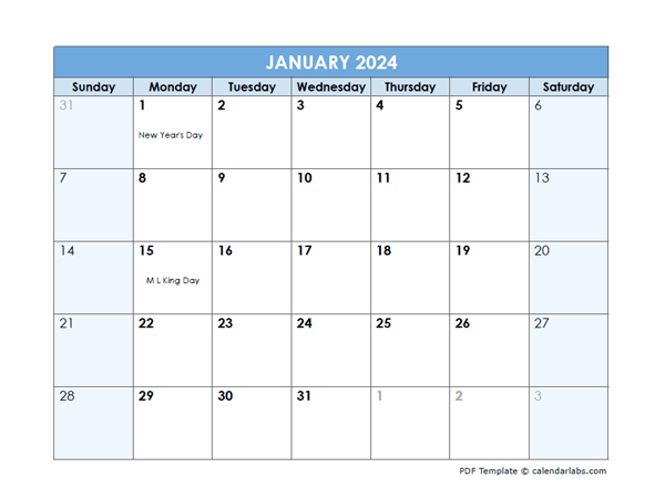 2024 Monthly PDF Calendar To Print