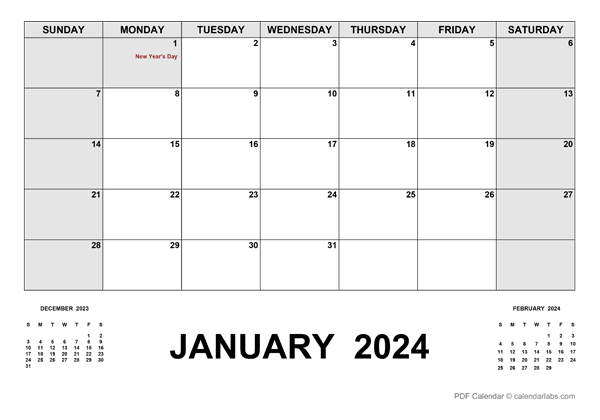 Free Printable Monthly Calendar 2024 Canada