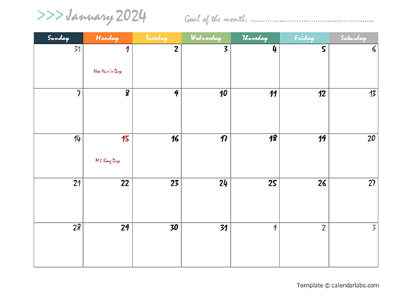 2024 Free Pages Calendar Template - Free Printable Templates