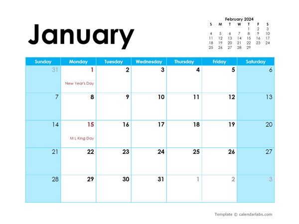 2024 PDF Calendar Blank Month