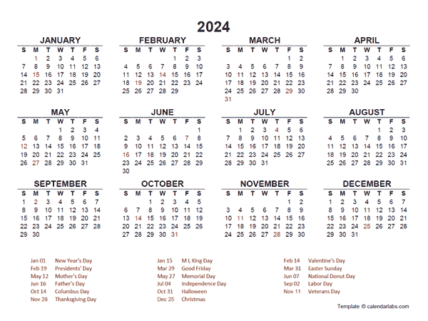 2024 PDF Calendar Free