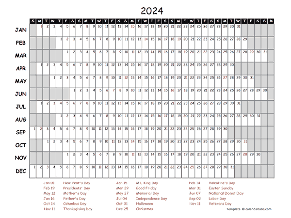 2024 PDF Calendar With Federal Holidays